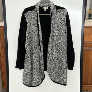 Dress Barn Black and Silver Open-Front Cardigan Sweater Size 1X